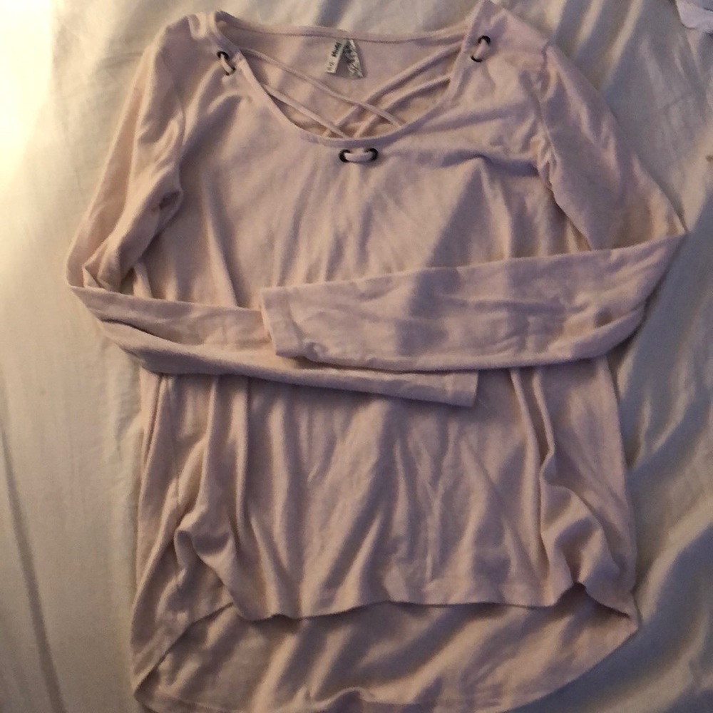 Light pink long sleeve with a crossed front!